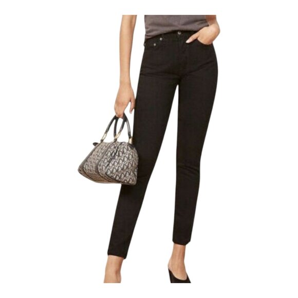 NWT Reformation Melissa High & Skinny Black Jeans Rigid Denim Classic Women's 25 - Picture 2 of 9